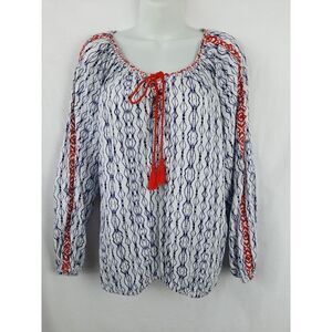 L.O.G.G  poet embroidered lace up front sz 4 top